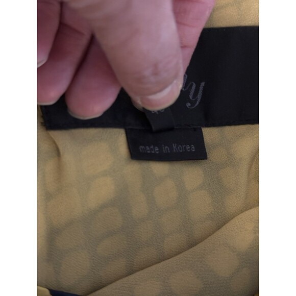 Hanii Y women’s Silk Dress Geometric print  Asymmetric Golden/navy Blue Sz 40 - Picture 9 of 9